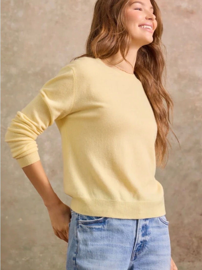 Altar'd State Light Yellow Cashmere Crewneck Sweater